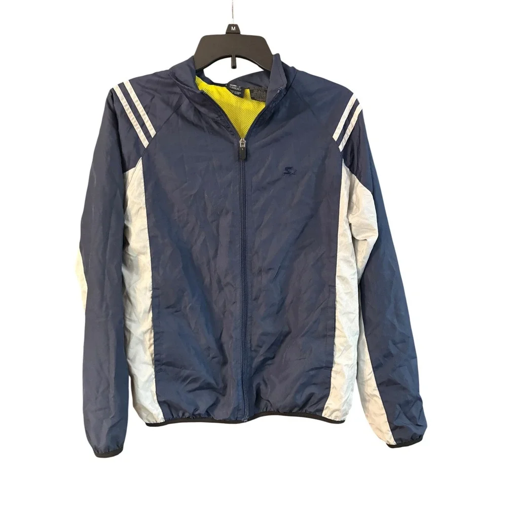 Starter Boys Navy Blue White Windbreaker Jacket XL 14-16 Mesh Lined Full Zip